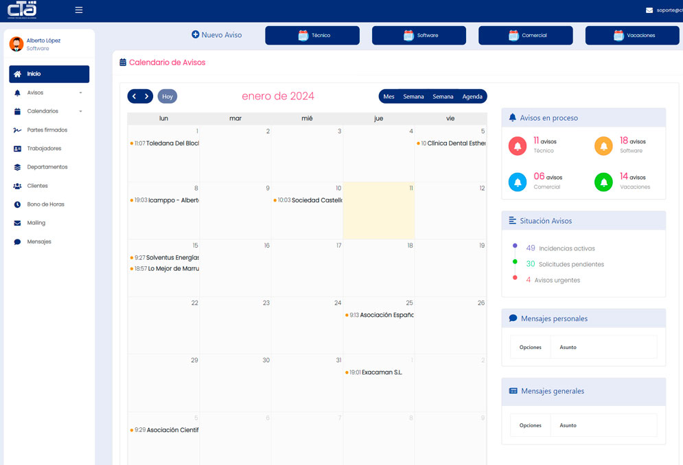 Software Gestión de Avisos